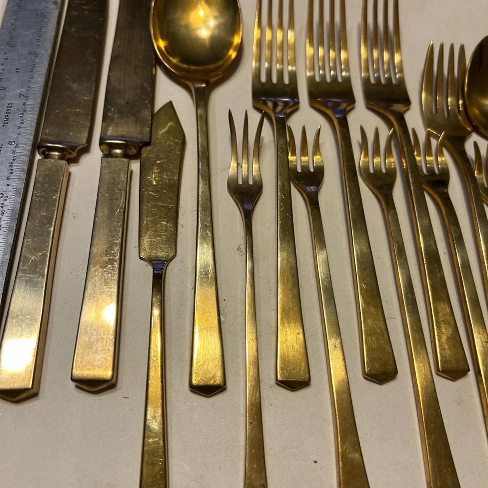 17 Vintage Dirilyte Elegant Gold Flatware Set